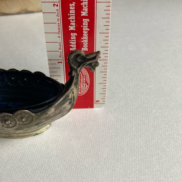 Theodor Olsen Norwegian Sterling Silver Viking Salt Cellar Dragon Boat - Picture 13 of 14